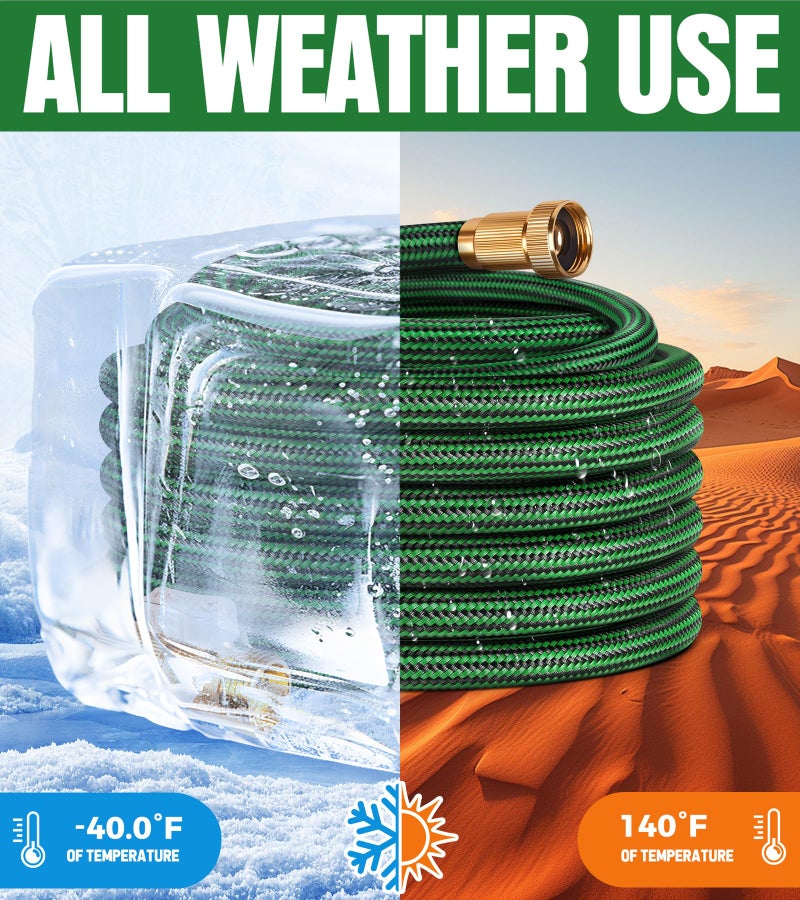 EOOIO NON-EXPANDABLE Garden Hose 25 ft  Heavy Duty Flexible Water Hose  Kink Resistant Lightweight Hybrid Hose with Durable Fabric Skin  Leakproof Hose Male to Female Fittings - Image 5